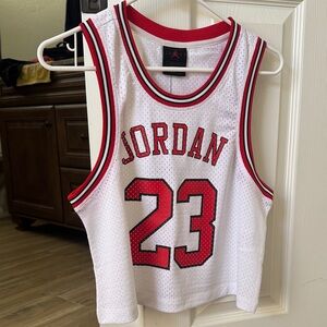 Jordan White & Red 23 Mesh Basketball Jersey